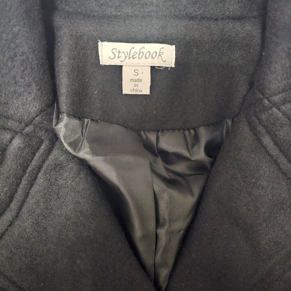 NEW Stylebook Trendy Plus Size Double-Breasted Black Peacoat – Size Small - Picture 4 of 6